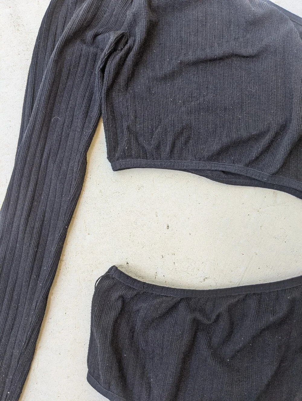 Free People black ribbed asymmetric cutout bodysuit
